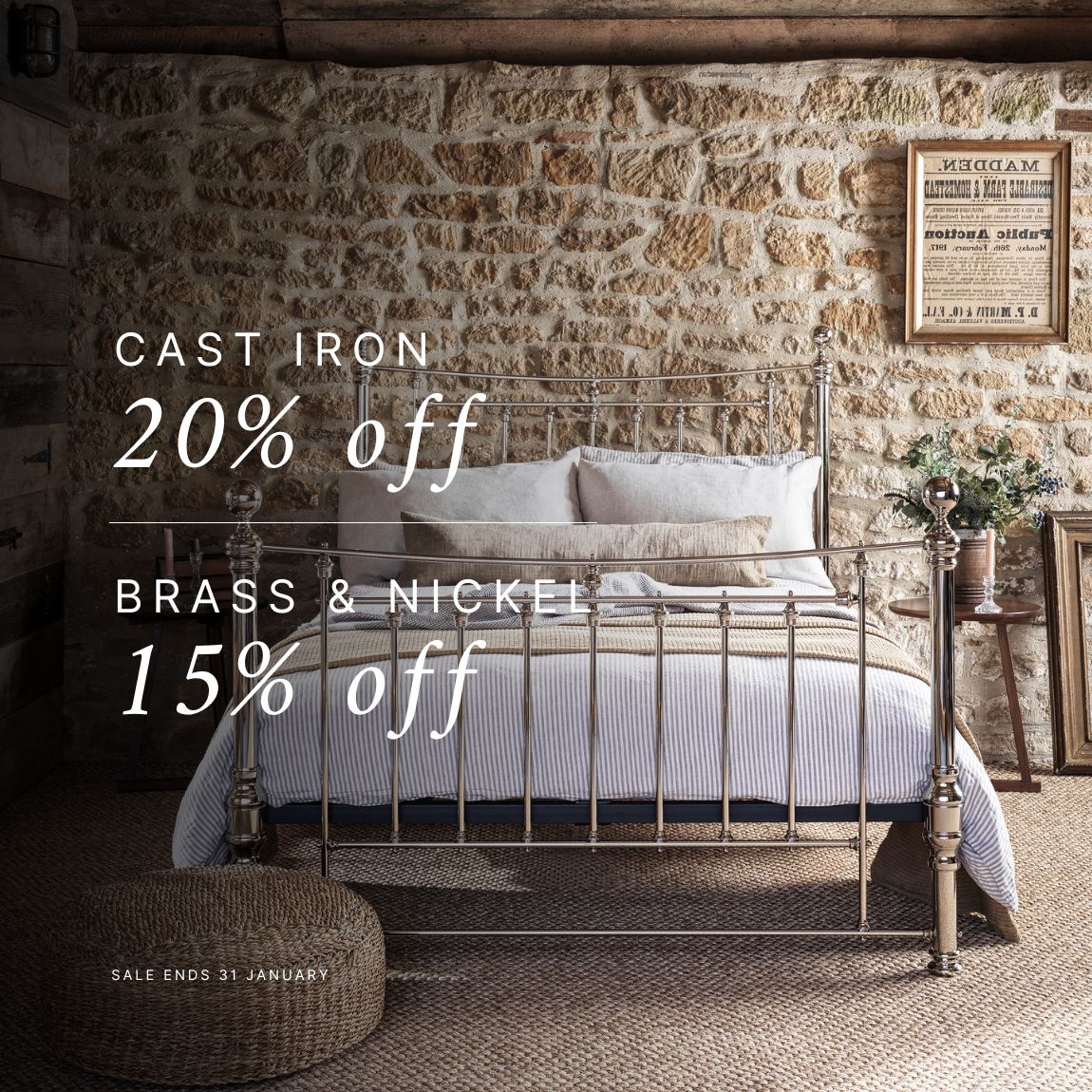 Boxing Day Sale | 20% off Cast Iron Beds | 15% off Brass & Nickel Beds